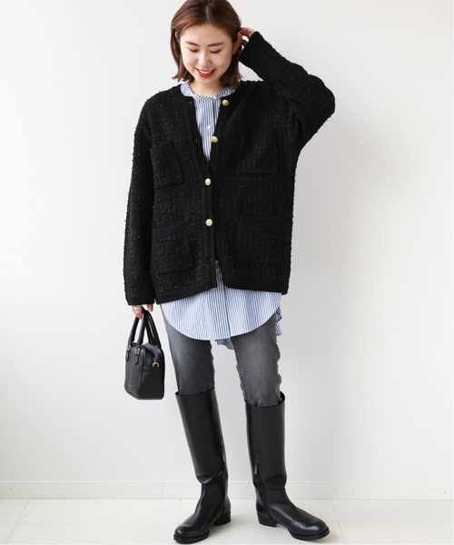 JOURNAL STANDARD relume（ジャーナルスタンダード　レリューム）の「《追加2》TWEEDYニットジャケット（カーディガン/ボレロ・レディース・ブラック/アイボリー・FREE）」の17枚目の写真