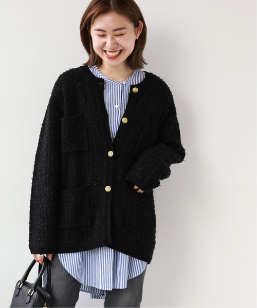 JOURNAL STANDARD relume（ジャーナルスタンダード　レリューム）の「《追加2》TWEEDYニットジャケット（カーディガン/ボレロ・レディース・ブラック/アイボリー・FREE）」の19枚目の写真