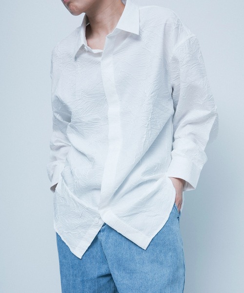 aimoha(アイモハ)の「aimoha menシワ加工ゆったりめシャツ(シャツ/ブラウス・メンズ・ブラック/ホワイト・X-LARGE/LARGE/XXX-LARGE/XX-LARGE/MEDIUM)」の4枚目の写真