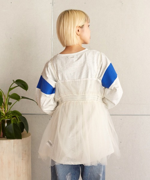 w closet(ダブルクローゼット)の「チュールオーバーキャミソール(チュニック・レディース・キナリ/オフホワイト/ブラック系/ブラック・FREE)」の7枚目の写真