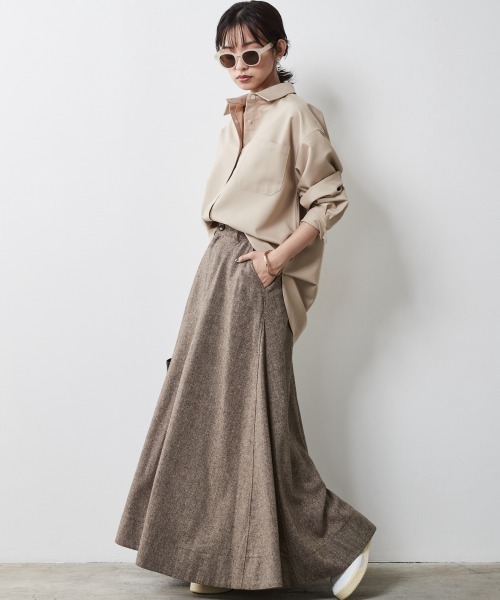 CHIC STYLE(シックスタイル)の「<大きいサイズ>T/Rシャツチュニック シックスタイル(シャツ/ブラウス・レディース・ベージュ/ブラック・L/4L/3L/LL/5L)」の9枚目の写真