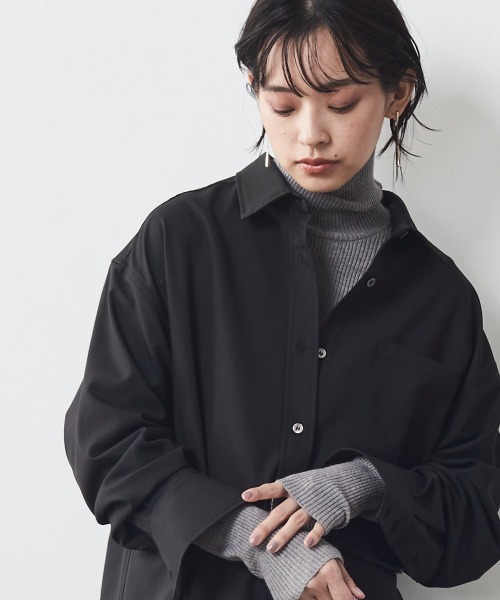 CHIC STYLE(シックスタイル)の「<大きいサイズ>T/Rシャツチュニック シックスタイル(シャツ/ブラウス・レディース・ベージュ/ブラック・L/4L/3L/LL/5L)」の4枚目の写真