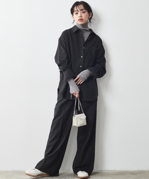 CHIC STYLE(シックスタイル)の「<大きいサイズ>T/Rシャツチュニック シックスタイル(シャツ/ブラウス・レディース・ベージュ/ブラック・L/4L/3L/LL/5L)」の8枚目の写真