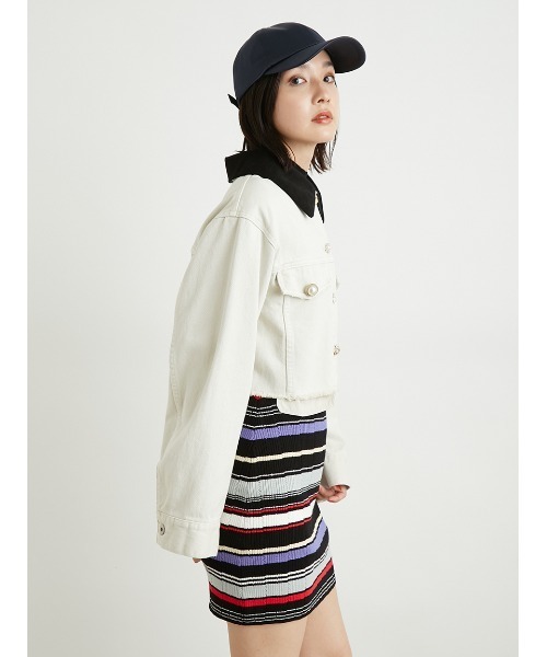 LILY BROWN（リリーブラウン）の「ショートデニムジャケット（デニムジャケット・レディース・ブラック/ホワイト/ブルー・FREE）」の5枚目の写真