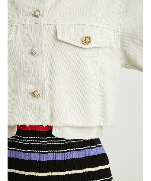 LILY BROWN（リリーブラウン）の「ショートデニムジャケット（デニムジャケット・レディース・ブラック/ホワイト/ブルー・FREE）」の8枚目の写真