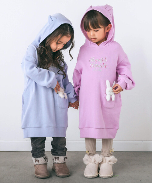 SLAP SLIP（スラップスリップ）の「アニマル耳フード付きワンピース(80~130cm)（ワンピース・キッズ・パープル/ブルー・80ｃｍ/90cm/100cm/120cm/110cm/130cm）」の7枚目の写真