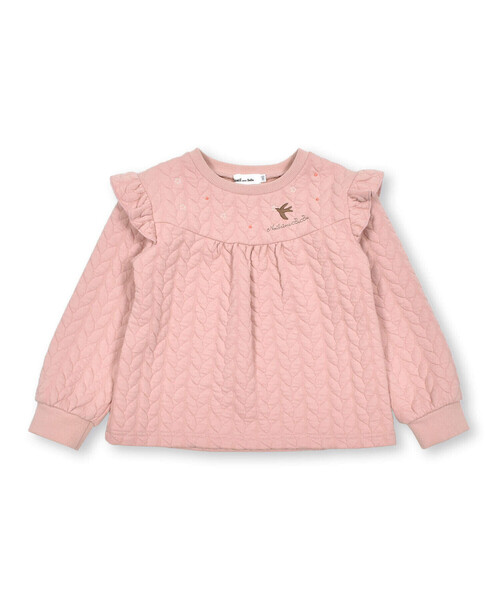 Noeil aime BeBe(ノイユエイムベベ)の「ケーブルジャガード肩フリルAライントレーナー(80~130cm)(スウェット・キッズ・グリーン/ピンク・130cm/90cm/100cm/110cm/120cm/80cm)」の10枚目の写真