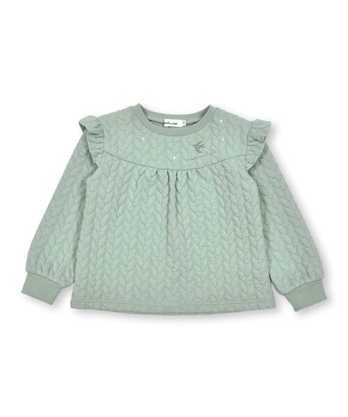 Noeil aime BeBe(ノイユエイムベベ)の「ケーブルジャガード肩フリルAライントレーナー(80~130cm)(スウェット・キッズ・グリーン/ピンク・130cm/90cm/100cm/110cm/120cm/80cm)」の18枚目の写真