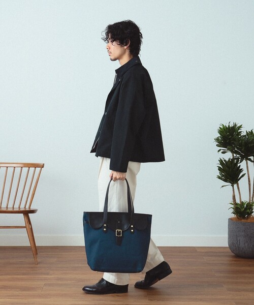 BEAMS ブラック トートバッグ フラップポケット付き BEAMS F（ビームスF）【別注】FARO / FRATELLI レザー フラップ