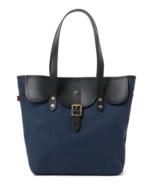 BEAMS ブラック トートバッグ フラップポケット付き BEAMS F（ビームスF）【別注】FARO / FRATELLI レザー フラップ