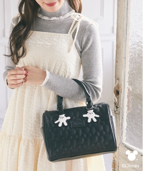 ミッキー/キルティングミニボストンバッグ（ハンドバッグ