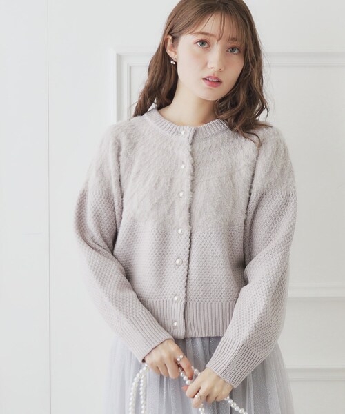 couture brooch（クチュールブローチ）の「◆【前後2WAY可能】フェザーカーディガン（カーディガン/ボレロ・レディース・ライトグレー/アイボリー/ベビーピンク・38/42）」の19枚目の写真