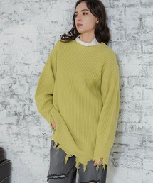 LAKOLE | 5ゲージダメージニットチュニック / 995964(ニット/セーター)