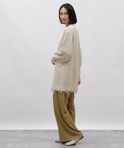 LAKOLE（ラコレ）の「5ゲージダメージニットチュニック / 995964（ニット/セーター・レディース・アイボリー/グレー/ライトグリーン・MEDIUM/SMALL）」の6枚目の写真