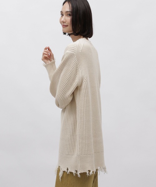 LAKOLE（ラコレ）の「5ゲージダメージニットチュニック / 995964（ニット/セーター・レディース・アイボリー/グレー/ライトグリーン・MEDIUM/SMALL）」の9枚目の写真