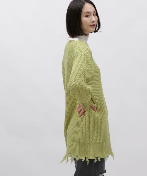 LAKOLE（ラコレ）の「5ゲージダメージニットチュニック / 995964（ニット/セーター・レディース・アイボリー/グレー/ライトグリーン・MEDIUM/SMALL）」の16枚目の写真