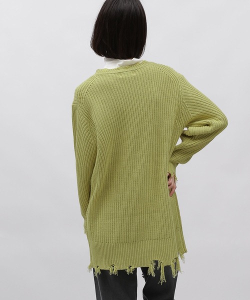 LAKOLE（ラコレ）の「5ゲージダメージニットチュニック / 995964（ニット/セーター・レディース・アイボリー/グレー/ライトグリーン・MEDIUM/SMALL）」の18枚目の写真