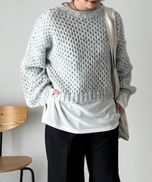 un dix cors | 透かし編みボートネックニット(ニット/セーター)