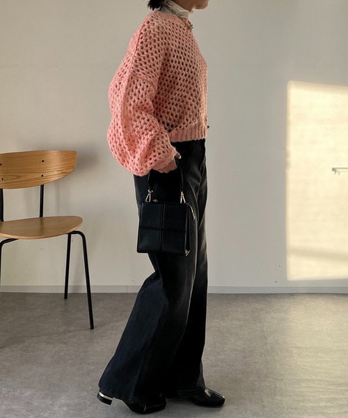 un dix cors（アンディコール）の「透かし編みボートネックニット（ニット/セーター・レディース・グレー/オレンジ・FREE）」の12枚目の写真