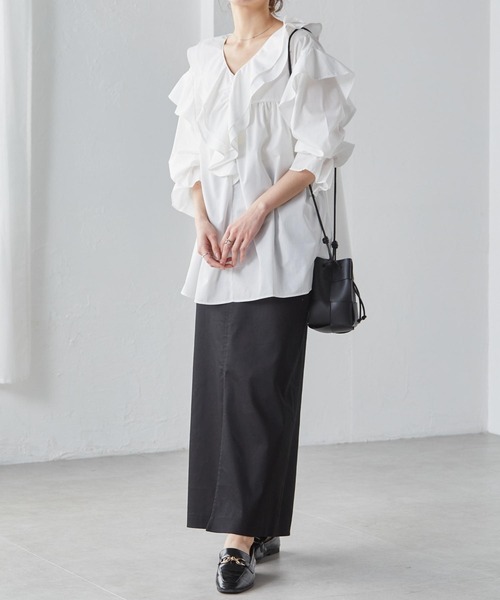 セール】【新色追加】ビッグカラーフリルブラウス（シャツ/ブラウス