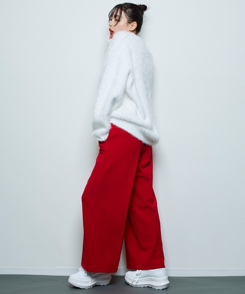 Narcissus（ナルシス）の「【裏起毛】ワイドパンツ　リラックス（その他パンツ・レディース・ブラック/チャコールグレー/レッド・FREE）」の8枚目の写真