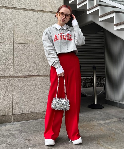 Narcissus（ナルシス）の「【裏起毛】ワイドパンツ　リラックス（その他パンツ・レディース・ブラック/チャコールグレー/レッド・FREE）」の15枚目の写真