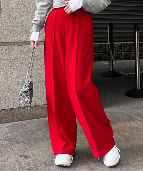 Narcissus（ナルシス）の「【裏起毛】ワイドパンツ　リラックス（その他パンツ・レディース・ブラック/チャコールグレー/レッド・FREE）」の14枚目の写真