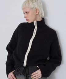 casane | ダブルジップバイカラーニット(ニット/セーター)