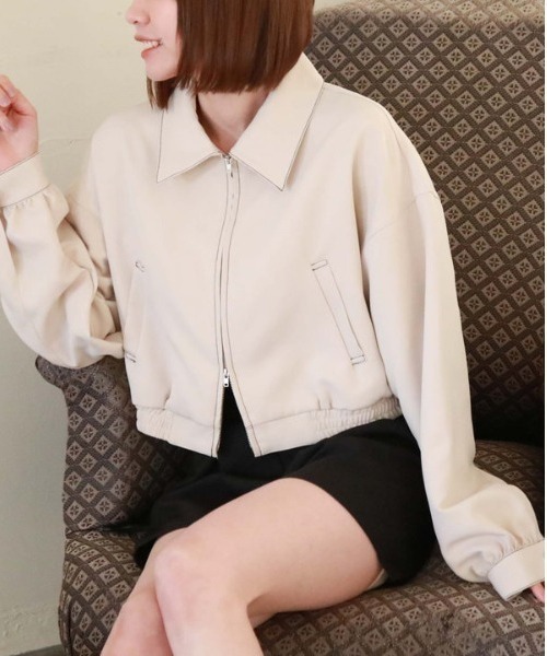 archives（アルシーヴ）の「Ｗｚｉｐショートブルゾン（ブルゾン・レディース・モカ/ブラック/アイボリー・MEDIUM）」の6枚目の写真