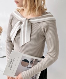 AS KNOW AS plus | ◎配色リボンカラーニットプルオーバー(ニット/セーター)