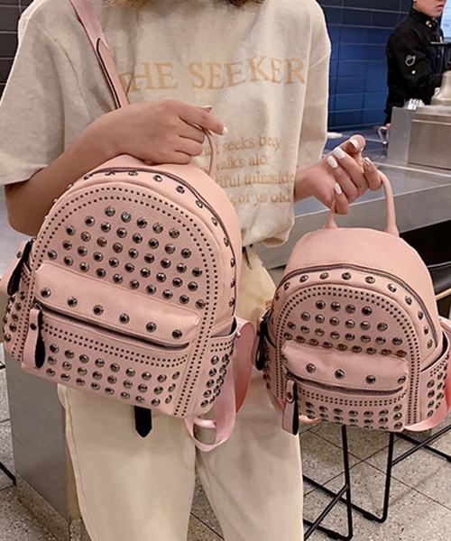 Miniministore(ミニミニストア)の「スタッズ リュックサック 女子 おしゃれ(バックパック/リュック・レディース・ピンク/オフホワイト/ブラック・S/M)」の9枚目の写真