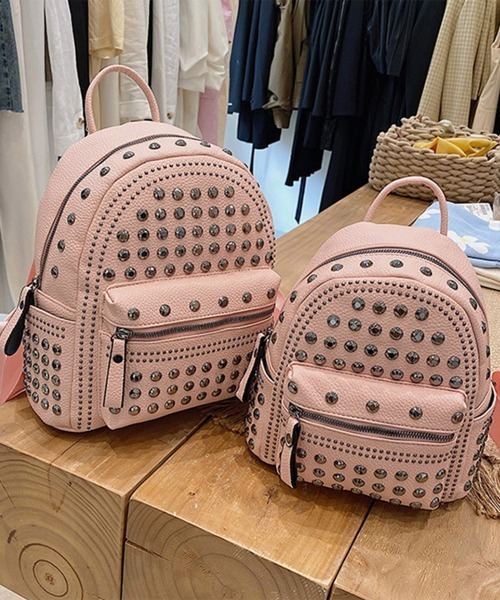 Miniministore(ミニミニストア)の「スタッズ リュックサック 女子 おしゃれ(バックパック/リュック・レディース・ピンク/オフホワイト/ブラック・S/M)」の12枚目の写真