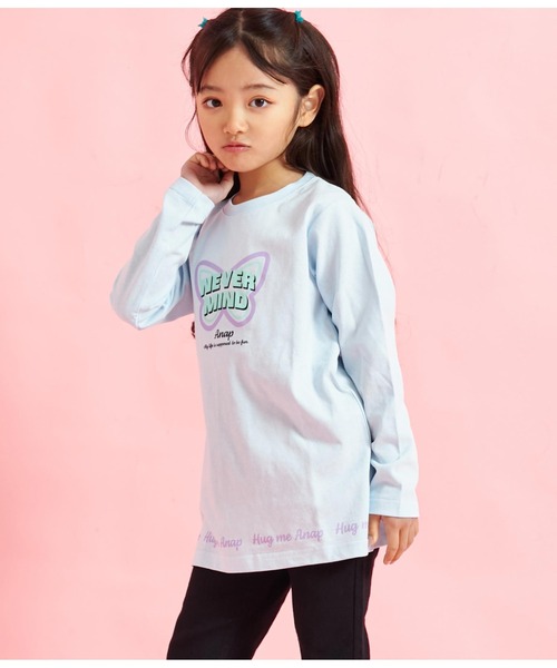 ANAP kids（アナップキッズ）の「バタフライプリントチュニックロンT長袖Tシャツ（Tシャツ/カットソー・キッズ・ホワイト/ラベンダー/サックスブルー・110cm/130cm/100cm/120cm）」の5枚目の写真