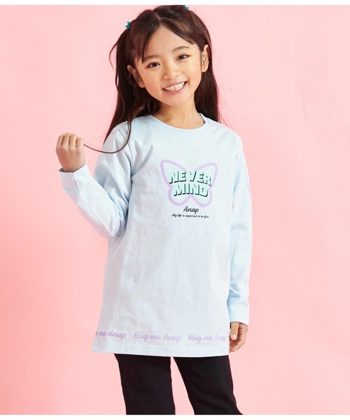ANAP kids（アナップキッズ）の「バタフライプリントチュニックロンT長袖Tシャツ（Tシャツ/カットソー・キッズ・ホワイト/ラベンダー/サックスブルー・110cm/130cm/100cm/120cm）」の4枚目の写真
