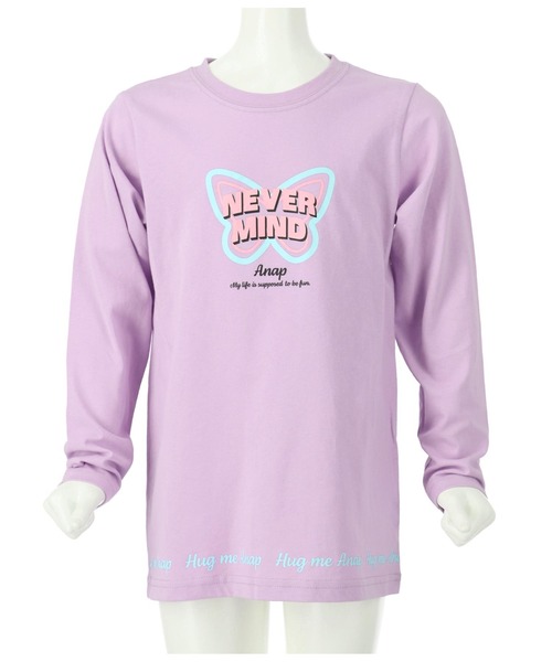 ANAP kids（アナップキッズ）の「バタフライプリントチュニックロンT長袖Tシャツ（Tシャツ/カットソー・キッズ・ホワイト/ラベンダー/サックスブルー・110cm/130cm/100cm/120cm）」の18枚目の写真