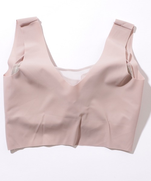 Lace Ladies（レースレディース）の「リボン付き ボタニカル柄 レース ドッキング ノンワイヤー ブラ ナイトブラ（ナイトブラ・レディース・ピンク/ベージュ/ブルーグレー/ブラック・XXL/XL/L/M）」の15枚目の写真