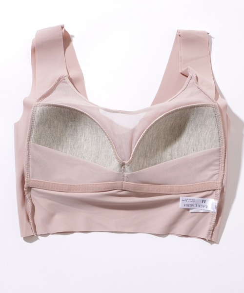 Lace Ladies（レースレディース）の「リボン付き ボタニカル柄 レース ドッキング ノンワイヤー ブラ ナイトブラ（ナイトブラ・レディース・ピンク/ベージュ/ブルーグレー/ブラック・XXL/XL/L/M）」の16枚目の写真