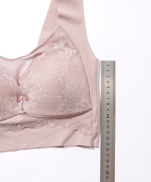 Lace Ladies（レースレディース）の「リボン付き ボタニカル柄 レース ドッキング ノンワイヤー ブラ ナイトブラ（ナイトブラ・レディース・ピンク/ベージュ/ブルーグレー/ブラック・XXL/XL/L/M）」の17枚目の写真