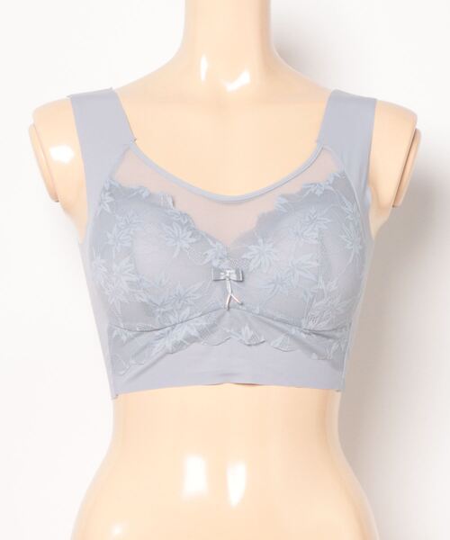 Lace Ladies（レースレディース）の「リボン付き ボタニカル柄 レース ドッキング ノンワイヤー ブラ ナイトブラ（ナイトブラ・レディース・ピンク/ベージュ/ブルーグレー/ブラック・XXL/XL/L/M）」の21枚目の写真