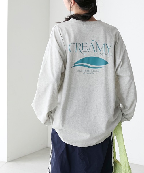 forksy.(フォルクシー)の「【forksy.】アソートグラフィックバックプリントロンT(Tシャツ/カットソー・レディース・ブラック/ラベンダー/オートミール/オフホワイト・FREE)」の3枚目の写真