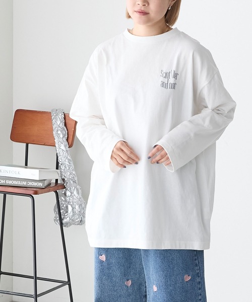 forksy.(フォルクシー)の「【forksy.】アソートグラフィックバックプリントロンT(Tシャツ/カットソー・レディース・ブラック/ラベンダー/オートミール/オフホワイト・FREE)」の7枚目の写真