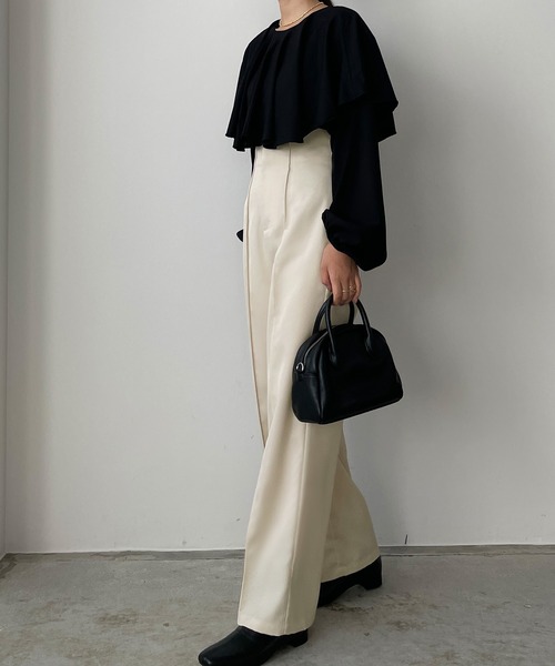 Louere(ルエレ)の「ハイウエストストレートピンタックパンツ(スラックス・レディース・アイボリー/ブラック/モカ/ベージュ・X-LARGE/LARGE/MEDIUM/SMALL)」の15枚目の写真