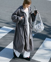 forksy. | 【forksy.】ナイロン2wayシャーリングスリーブジップブルゾン/コート(ナイロンジャケット)