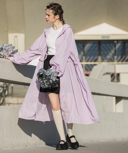 forksy.（フォルクシー）の「【forksy.】ナイロン2wayシャーリングスリーブジップブルゾン/コート（ナイロンジャケット・レディース・スミクロ/ラベンダー/オフホワイト/ライトベージュ・FREE）」の10枚目の写真