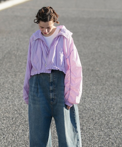 forksy.（フォルクシー）の「【forksy.】ナイロン2wayシャーリングスリーブジップブルゾン/コート（ナイロンジャケット・レディース・スミクロ/ラベンダー/オフホワイト/ライトベージュ・FREE）」の20枚目の写真