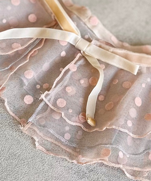 CALMIA（カルミア）の「ドットチュールフリルカラー/おとな（付け襟・レディース・ブラック/オレンジ・160cm）」の7枚目の写真