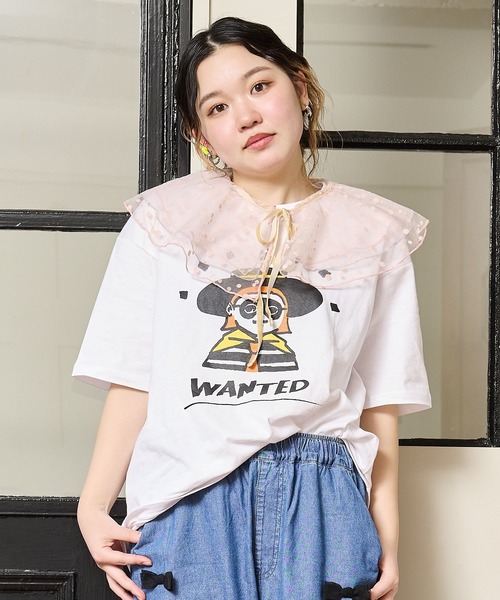 CALMIA（カルミア）の「ドットチュールフリルカラー/おとな（付け襟・レディース・ブラック/オレンジ・160cm）」の3枚目の写真