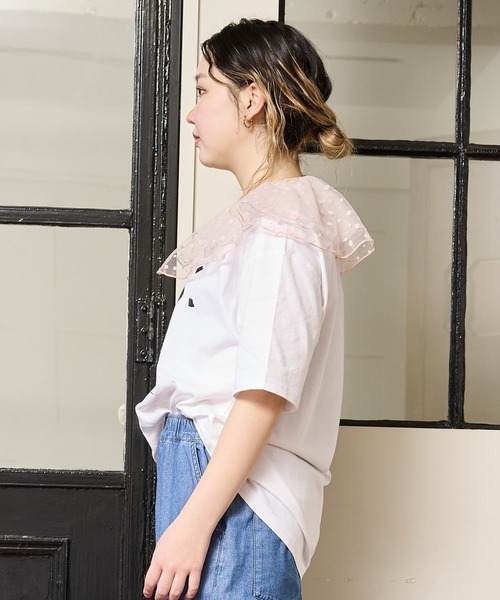 CALMIA（カルミア）の「ドットチュールフリルカラー/おとな（付け襟・レディース・ブラック/オレンジ・160cm）」の4枚目の写真