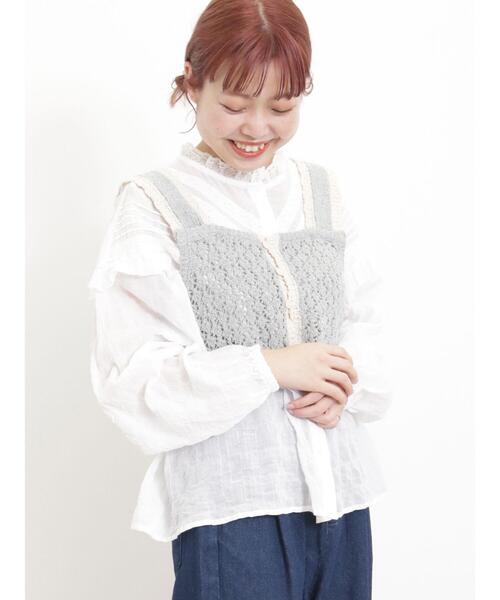 Samansa Mos2（サマンサ モスモス）の「透かし配色トリミング前後2WAYビスチェ（ベスト・レディース・ブルー/モカ/キナリ・F）」の17枚目の写真