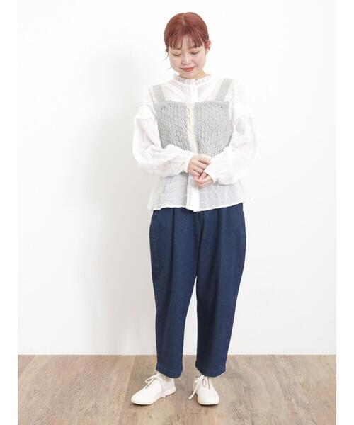 Samansa Mos2（サマンサ モスモス）の「透かし配色トリミング前後2WAYビスチェ（ベスト・レディース・ブルー/モカ/キナリ・F）」の16枚目の写真